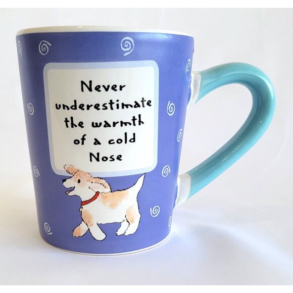 Enjoy Life Purple Dog Coffee Mug "Never underestimate the warmth of a cold nose" - Picture 6 of 8